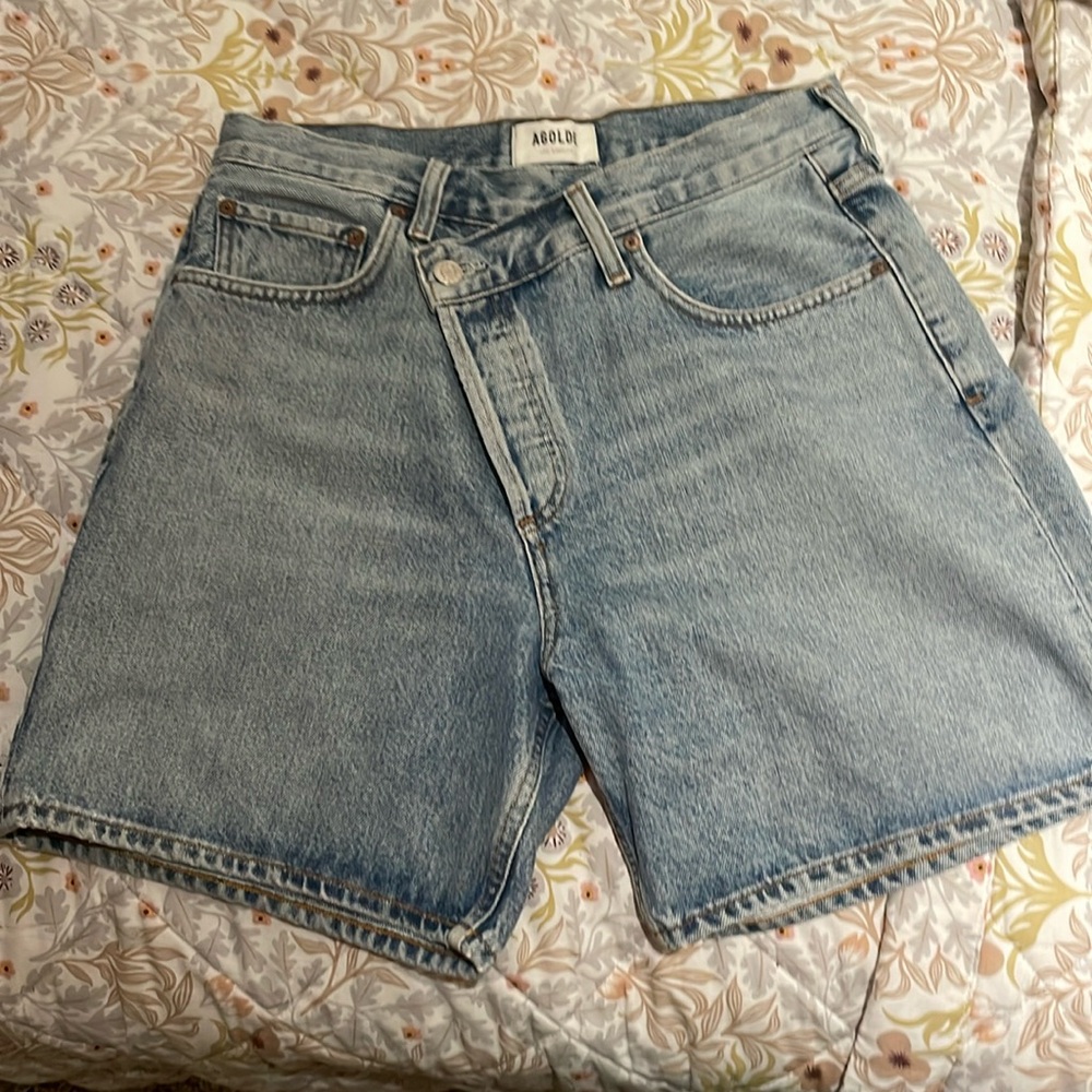 Agolde Criss Cross Upsized Denim Shorts Size 27